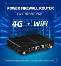 Load image into Gallery viewer, Firewall Router Intel Core i3 4010U 5010U AES NI Pfsense Mini PC 6 LAN Intel i211AT Gigabit Ethernet 4*USB HDMI WiFi 4G LTE SIM
