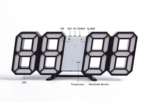 Wall Clock Clock 3D Led Digital  Modern Design  Living Room Decor Table Alarm Nightlight Luminous Desktop