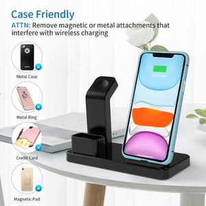 NTONPOWER 3 in 1 Wireless Charging Stand 10W Fast Wireless Charger For phone Charging Station for Airpods AppleWatch