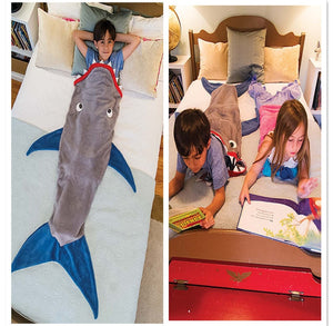 Children / Kids Mermaid Blanket Sleeping Sack Sofa Bed Throw For Boys/Girls Double layer Soft Fleece Shark Mermaid Tail Blanket