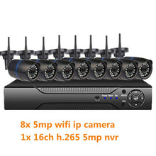 Load image into Gallery viewer, 5mp wifi cctv system wireless ip camera nvr set 16CH 8CH 4CH H.265 video surveillance kit IR outdoor security camera system
