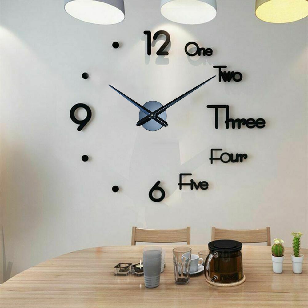 Modern Design DIY Large Wall Clock 3D Mirror Wall Clock Creative Circular Wall Sticker Home DIY