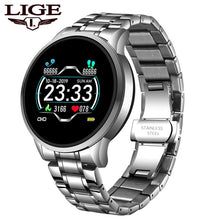 Load image into Gallery viewer, LIGE New Smart Watch Men IP67 Waterproof  Heart Rate Fitness Tracker Pedometer For Android ios Steel Band Sports Men smart watch
