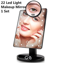 Load image into Gallery viewer, LED Touch Screen Makeup Mirror Professional Vanity Mirror With 16/22 LED Lights Health Beauty Adjustable Countertop 180° Rotating
