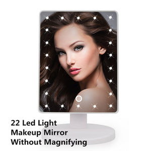 LED Touch Screen Makeup Mirror Professional Vanity Mirror With 16/22 LED Lights Health Beauty Adjustable Countertop 180° Rotating