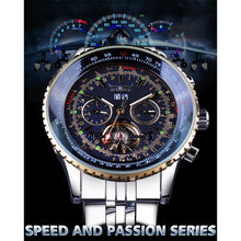 Load image into Gallery viewer, Jaragar 2017 Flying Series Golden Bezel Scale Dial Design Stainless Steel Mens Watch Top Brand Luxury Automatic Mechanical Watch
