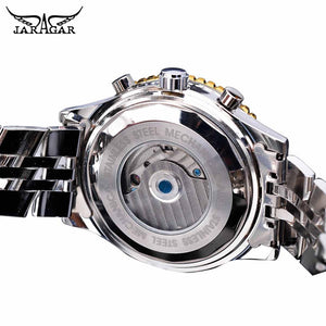 Jaragar 2017 Flying Series Golden Bezel Scale Dial Design Stainless Steel Mens Watch Top Brand Luxury Automatic Mechanical Watch