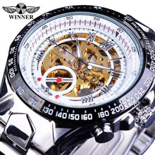Load image into Gallery viewer, Winner Mechanical Sport Design Bezel Golden Watch Mens Watches Top Brand Luxury Montre Homme Clock Men Automatic Skeleton Watch
