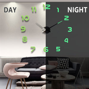 2020 New Wall Clocks 3D DIY Clock Acrylic Mirror Stickers Home Decoration Living Room Quartz Needle Self Adhesive