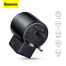 Load image into Gallery viewer, Baseus Universal Travel Adapter USB Charger Dual USB 2.4A Wall Charger Plug Power Adapter Converter for EU US UK AU
