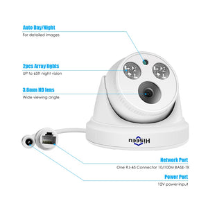 5MP 1080P 4MP POE IP Camera H.265 Audio Dome Camera ONVIF Motion Detection For PoE NVR App View Hiseeu