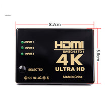 Load image into Gallery viewer, 3 Port 4Kx2K 1080P HDMI Switcher For HDTV Xbox PS3 4 Ultra HD HDMI Switch Selector 3 In 1 HDMI Splitter for Multimedia Projector
