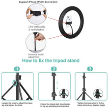 Load image into Gallery viewer, Selfie Ring Light Led Ring Lamp With Tripod With Lamp Photography Light USB With Phone Holder 2M Tripod Stand For Makeup Youtube
